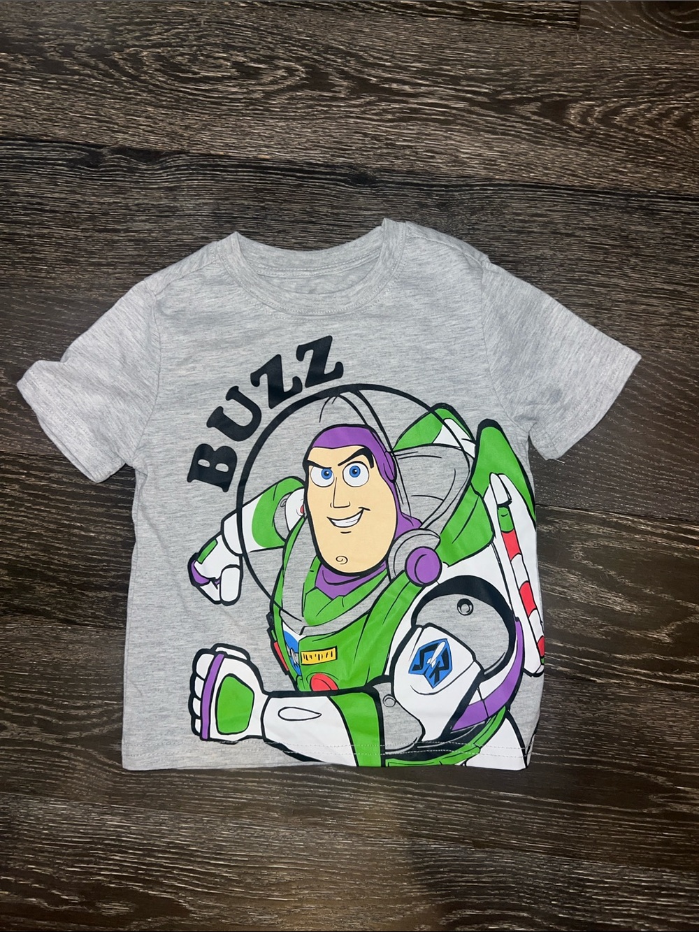 Disney Buzz Lightyear Grey Tee with Green & Purple Print